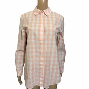 Lafayette 148 New York Pink and White Checkered Button-Down Shirt